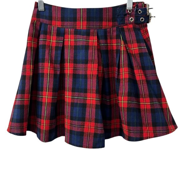 Superdown  Plaid Evy Pleated Buckle Grunge Whimsigoth Skirt‎ Small - Picture 2 of 8
